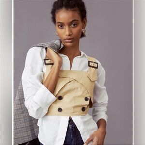 Eva Franco x Anthropologie tan crop trench vest shirt size 6